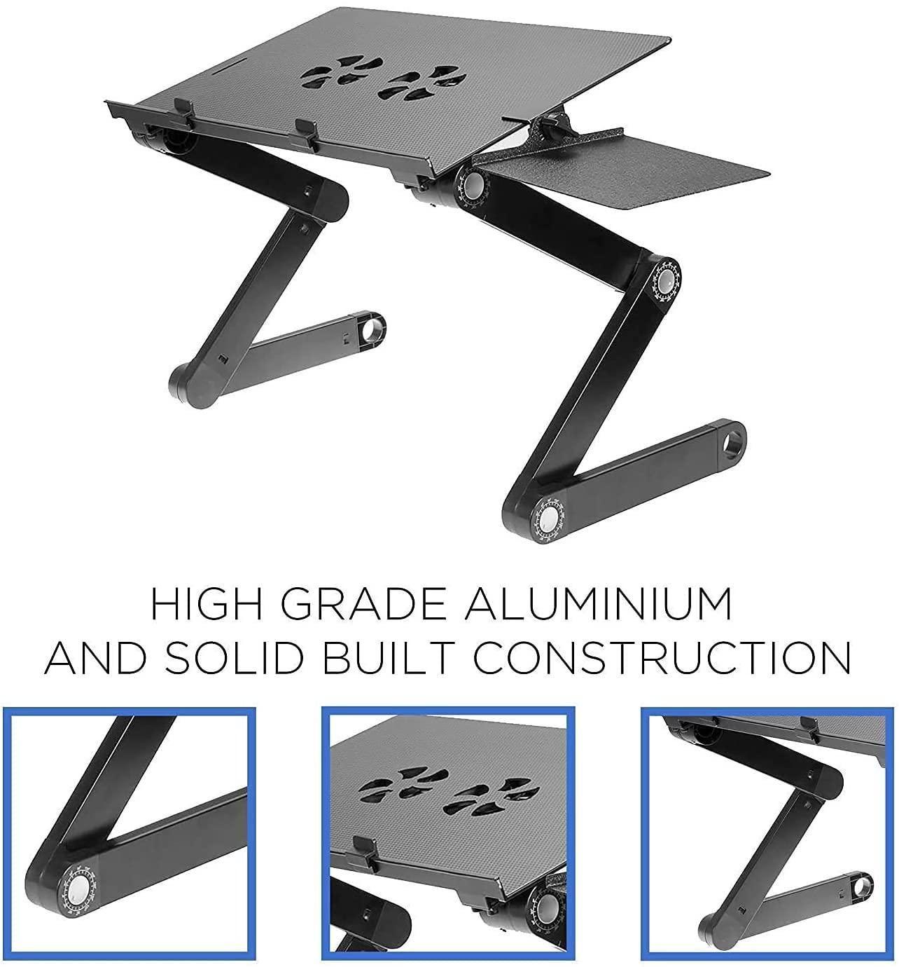 Laptop Table-Adjustable Portable Foldable Laptop Workstation Notebook Riser with Mouse Pad