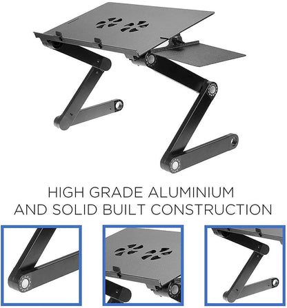 Laptop Table-Adjustable Portable Foldable Laptop Workstation Notebook Riser with Mouse Pad