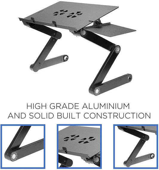 Laptop Table-Adjustable Portable Foldable Laptop Workstation Notebook Riser with Mouse Pad