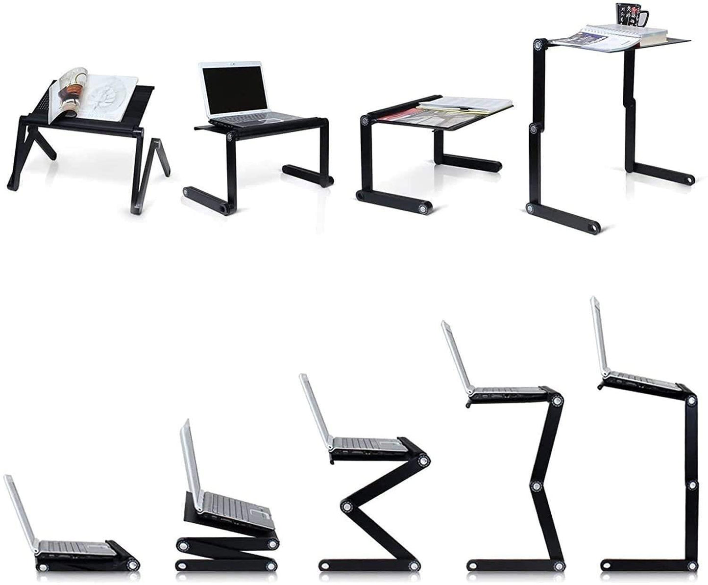 Laptop Table-Adjustable Portable Foldable Laptop Workstation Notebook Riser with Mouse Pad
