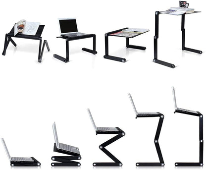 Laptop Table-Adjustable Portable Foldable Laptop Workstation Notebook Riser with Mouse Pad